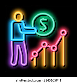 man earn money infographic neon light sign vector. Glowing bright icon man earn money infographic sign. transparent symbol illustration