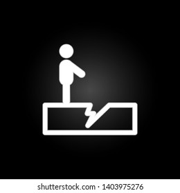 Man earthquake sign neon icon. Elements of weather set. Simple icon for websites, web design, mobile app, info graphics