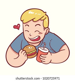 man eat food happily