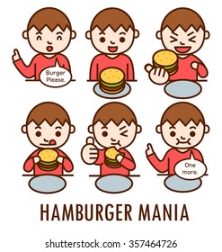 Man eat hamburger,Vector character.