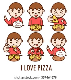 Man eat pizza,Vector character.