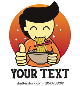 A Man Eat Ramen so yummy vector Logo