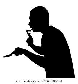 Man eat steak silhouette vector