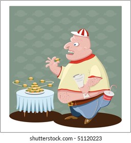 man eating burgers