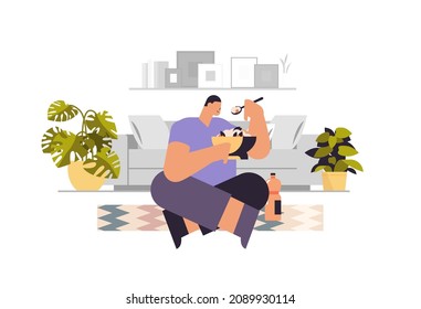 man eating fresh vegetable salad guy having dinner healthy nutrition concept living room interior horizontal