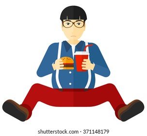 Man eating hamburger. 