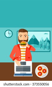 Man eating hamburger. 