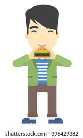 Hombre comiendo hamburguesa. 