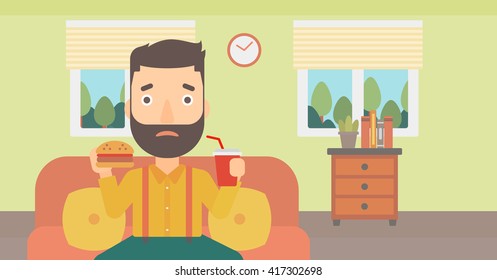 Man eating hamburger. 