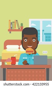 Man eating hamburger. 