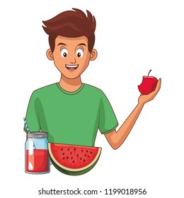 Man eating healthy food