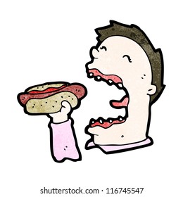 hombre comiendo hotdog