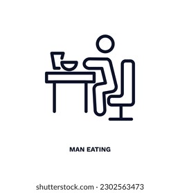 man eating icon. Thin line man eating icon from behavior and action collection. Outline vector isolated on white background. Editable man eating symbol can be used web and mobile