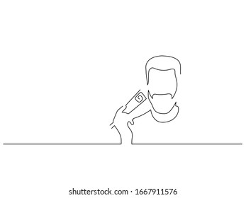 Man eating isolated line drawing, vector illustration design. Food collection.