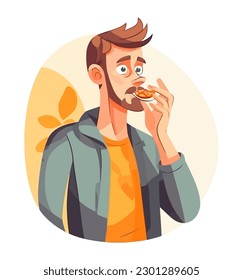 man eating lunch, isolated backdrop icon isolated