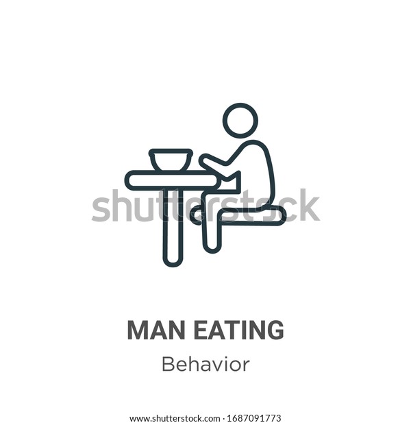 Man Eating Outline Vector Icon Thin Stock Vector (Royalty Free ...