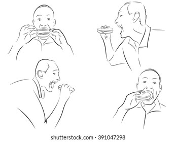 a man eating a sandwich, burger, open mouth, face, profile