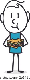 Homem Comendo Sanduíche. Um encantador stickman curtindo um sanduíche.