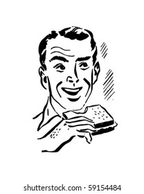 Man Eating Sandwich - Retro Clip Art