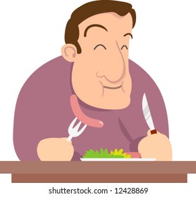 Man Eating Sausage