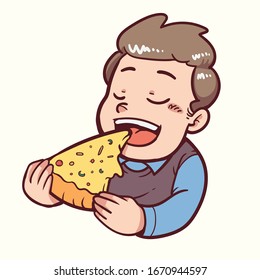 hombre comiendo una rebanada de pizza
