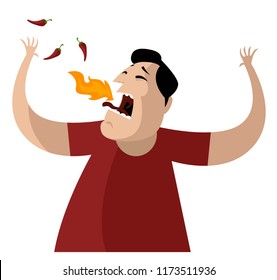 Man Eating Spicy Food