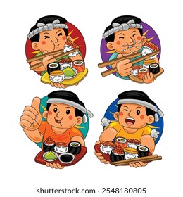 man eating sushi japan food
