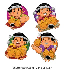 man eating tempura japan food