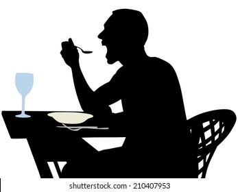 man eating, vector