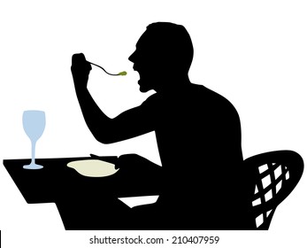 man eating, vector