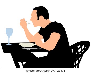 man eating, vector