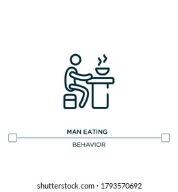 icono de la línea vectorial. Ilustración de elemento simple. icono del contorno del comensal del hombre a partir del concepto de comportamiento. Se puede usar para web y móvil
