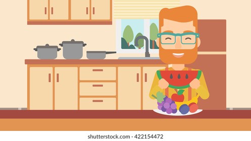 Hombre comiendo sandía.