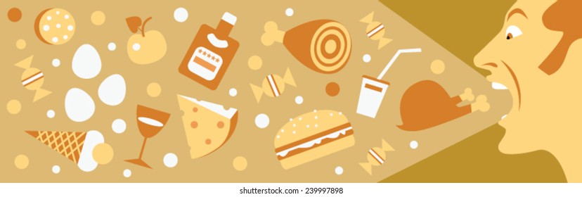 man eats food vector