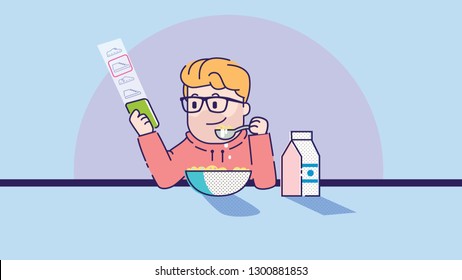 man eats porridge