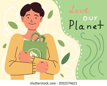 man with eco friendly bag
