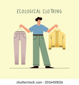 man with ecological clothing products