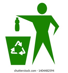 Man ecology recycle trash for web background design. Vector illustration. Recycling icon. Garbage trash can vector icon. Recycle ecology icon.