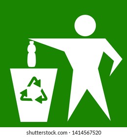 Man ecology recycle trash for web background design. Vector illustration. Recycling icon. Vector background. Garbage trash can vector icon. Isolated vector design. Recycle ecology icon.