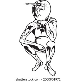 Man is an egg and a crocodile is born from the head