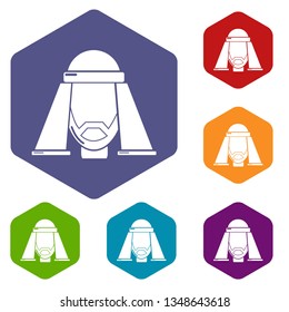 Man egypt icons vector colorful hexahedron set collection isolated on white