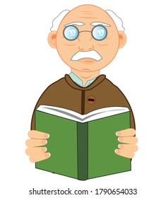Man of the elderly age with book in hand