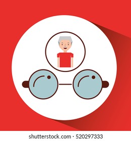 man elderly with gift glasses graphic vector illustration eps 10