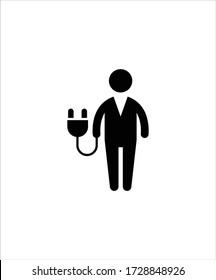 man with electric plug icon,vector best flat icon.
