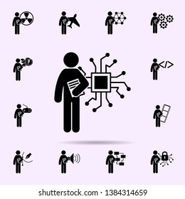 man with electrical degree icon. Universal set of student degree for website design and development, app development
