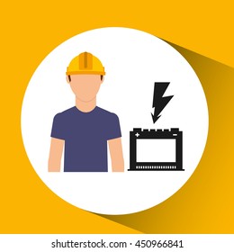man with electricity power icon, vector illustration