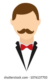 man elegant with moustache icon