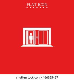 Man in elevator icon. Lift illustration.