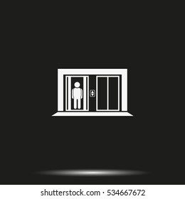 Man in elevator icon. Lift illustration.