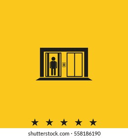 Man in elevator icon. Lift illustration.